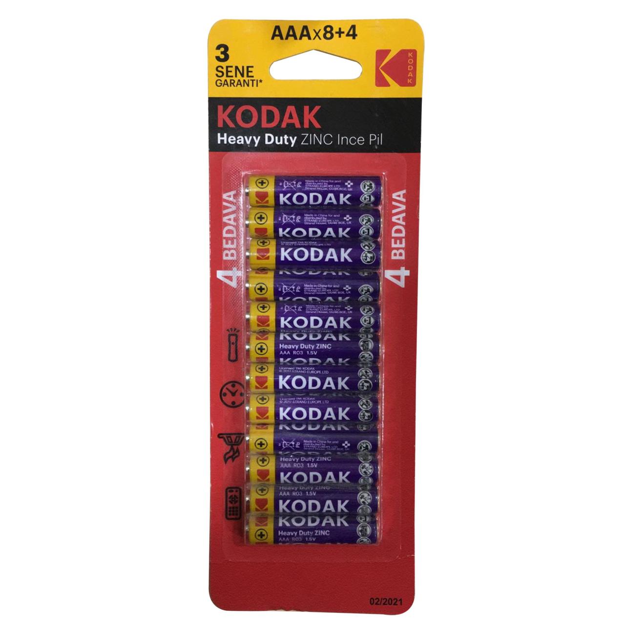 Kodak KAAHZ-8+4 Çinko Karbon Blister Kalem Pil - 12 Adet