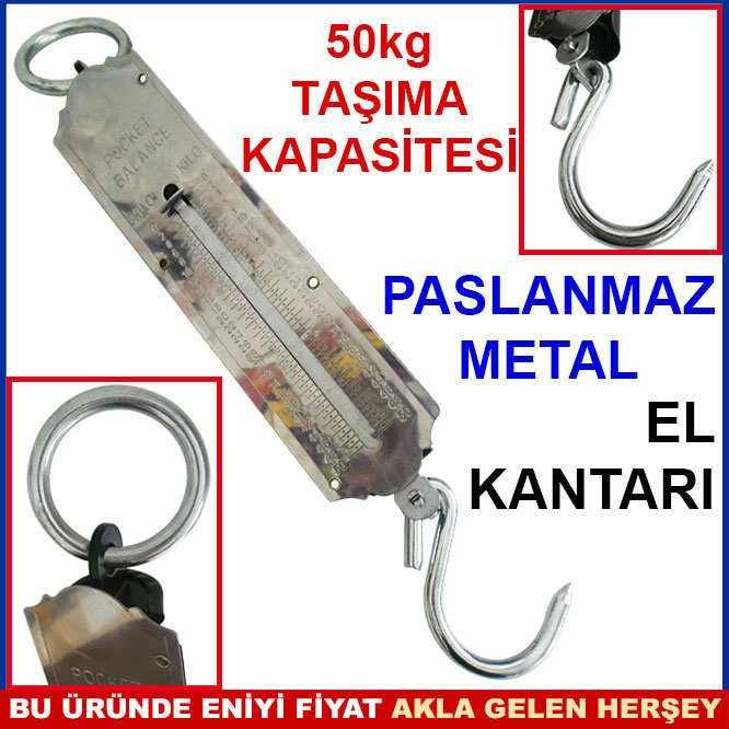 50kg TAŞIYABİLEN PASLANMAZ METAL EL KANTARI