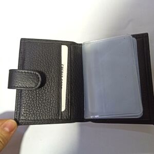 Karalı Gerçek Özel Hakiki Deri 20 Kartlık Kredi Kart Cüzdanı 10 cm X 8 cm