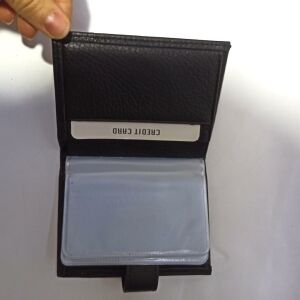 Karalı Gerçek Özel Hakiki Deri 20 Kartlık Kredi Kart Cüzdanı 10 cm X 8 cm