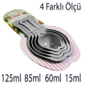 Qlux L-561 4 Farklı Ölçüde Pasta Kek Kurabiye Hazırlama Ölçü Kabı 4'lü Ölçü Kabı Seti Şık Tasarım