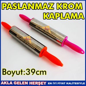RENKLİ KROM KAPLAMA HAMUR AÇMA MERDANESİ