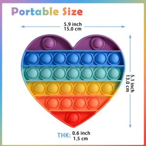 Kalp Gökkuşağı Push Pop - Pop It Push Bubble Fidget Özel Pop Duyusal Oyuncak Zihinsel Stres