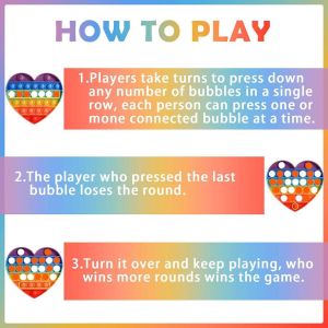 Kalp Gökkuşağı Push Pop - Pop It Push Bubble Fidget Özel Pop Duyusal Oyuncak Zihinsel Stres