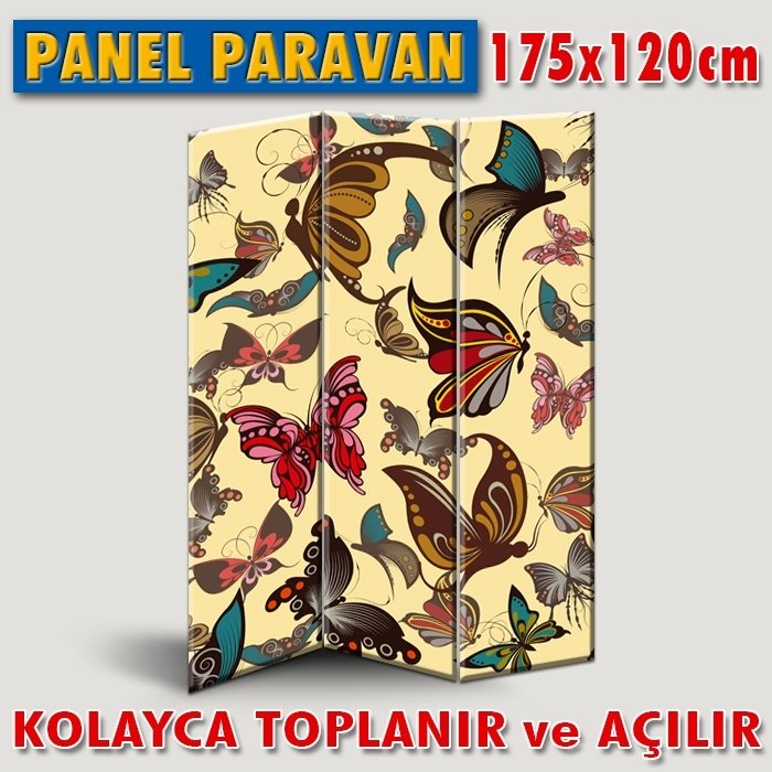 GÖRSELLİ KATLANIR PANEL BÖLME SİSTEMİ - KELEBEK DUVAR DESENİ