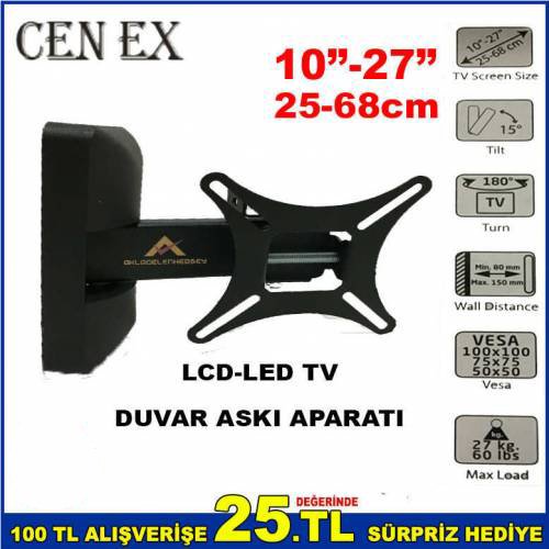 CEN EX 10'' 27'' 25-68 cm LCD-LED TV HAREKETLİ DUVAR ASKI APARATI 27 kg