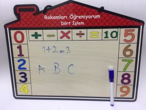 38x29cm Çocukların Eğlenebileceği Çift Taraflı Asıla Bilen Yazı Tahtası