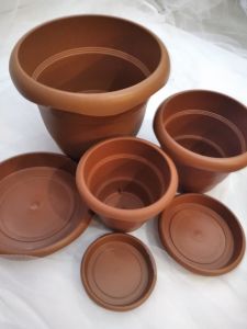 1 adet 4no Ø33x30cm 14 Litre Toprak Rengi Tabaklı Çiçek Saksısı Toprak Çökmesi önleyen özel içyapı