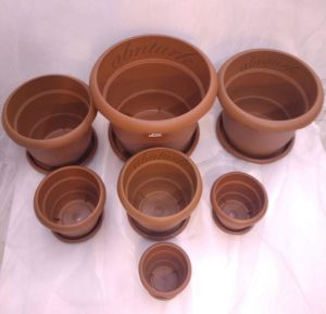 1 adet 4no Ø33x30cm 14 Litre Toprak Rengi Tabaklı Çiçek Saksısı Toprak Çökmesi önleyen özel içyapı