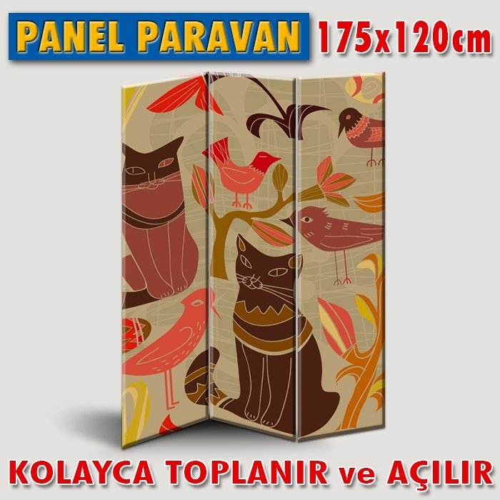 GÖRSELLİ KATLANIR PANEL BÖLME SİSTEMİ - KUŞLAR VE KEDİLER