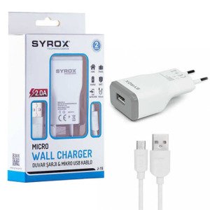 Syrox Duvar Şarjı Mikro Usb Kablo 2 Amper 1 Metre J15