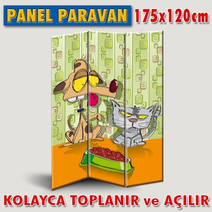 GÖRSELLİ KATLANIR PANEL BÖLME SİSTEMİ - KEDİ KÖPEK AŞKI