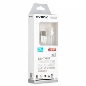 İphone telefonlar için 2 metre hızlı şarj - data kablosu 2 Amper Syrox Lightning usb uzun boy c82