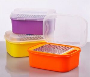 21x17x5 cm Paslanmaz Çelik 2 Ölçülü Özel Saklama Kaplı Hazneli Rende