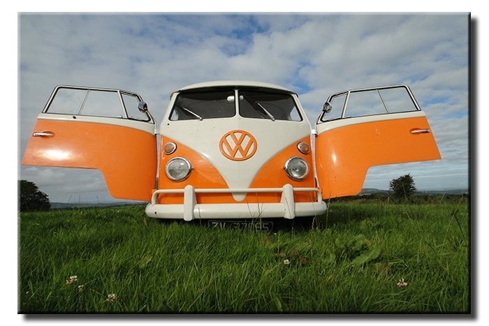 TURUNCU VW KARAVAN 6 değişen ölçü ORİJİNAL KANVAS TABLO