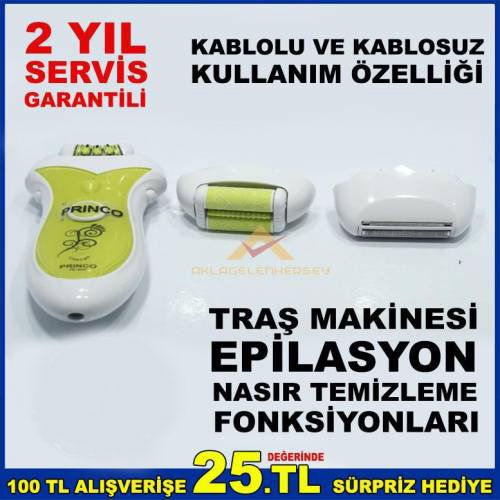 Kablolu Ve Kablosuz Kullanımlı 3 Fonksiyonlu Şarjlı Epilasyon Aleti