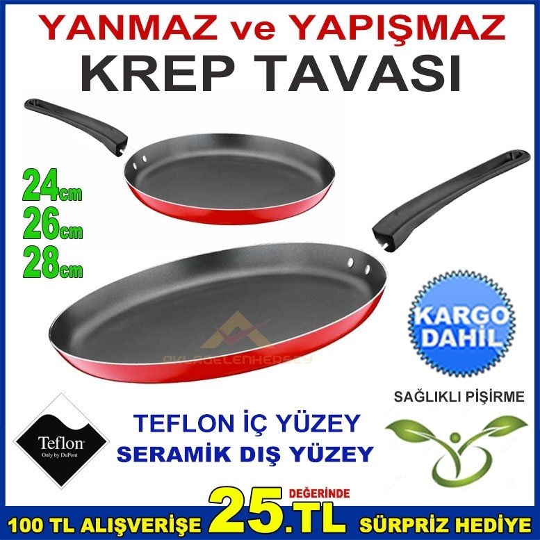 SERAMİK DIŞ YÜZEY YAPIŞMAZ TEFLON KREP TAVASI 24-26-28cm