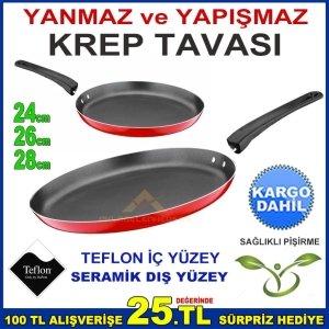 SERAMİK DIŞ YÜZEY YAPIŞMAZ TEFLON KREP TAVASI 24-26-28cm
