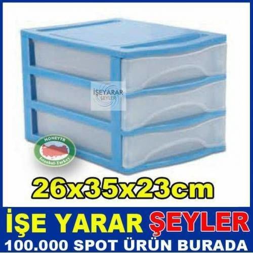 3ÇEKMECE MULTIBOX MALZEME KUTUSU 35x26 h:23cm