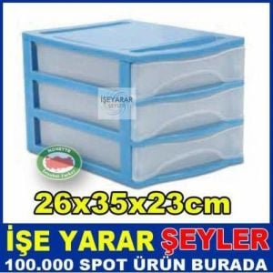 3ÇEKMECE MULTIBOX MALZEME KUTUSU 35x26 h:23cm