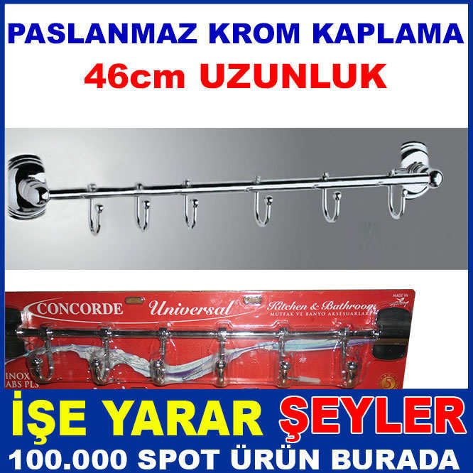 6 KANCALI HAREKETLİ KROM MUTFAK VE BANYO ASKISI