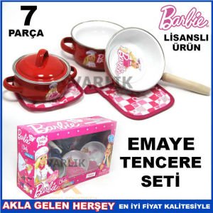 7 PARÇALI BARBİE LİSANSLI EMAYE TENCERE SETİ