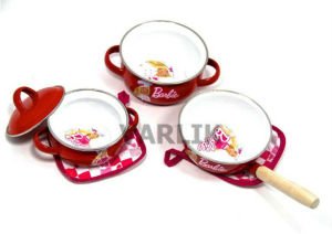 7 PARÇALI BARBİE LİSANSLI EMAYE TENCERE SETİ