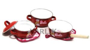 7 PARÇALI BARBİE LİSANSLI EMAYE TENCERE SETİ