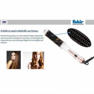 Fakir Elektrikli Saç Düzleştirici Fırça Seramik Kaplama 4 Kademe Led Isı Ayarlı Şık Görünümlü Tarak