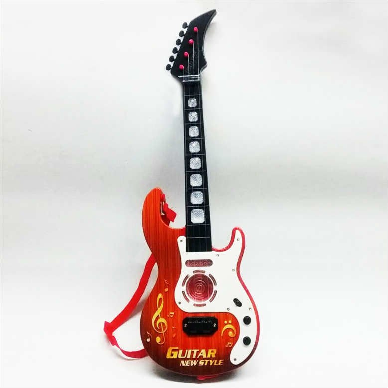 Rock and Roll Style Işıklı Müzikli 52x16 cm Pilli Elektro Gitar - Oyuncak Gitar