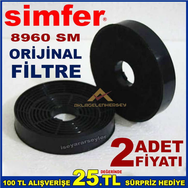 SİMFER 8960 SM ANKASTRE DAVLUMBAZ FİLTRESİ SILVERLINE 8960 SM ASPİRATÖR KARBON FİLTRE