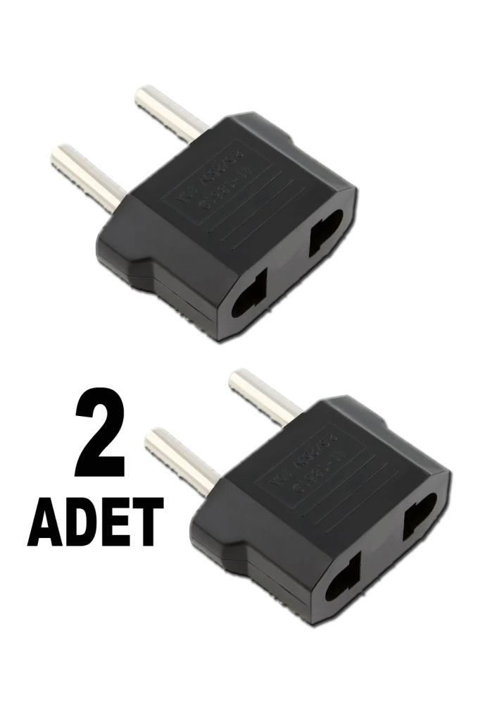 2 adet Amerikan Fiş Türk Sistemine Çevirici Adaptor Fiş Düz Fişi Topraklı Priz Yuvasına Uyum Adaptör