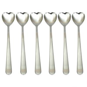 Hesaplı Tatlı Kaşığı 6 adet Kalp Desen Çelik Tatlı Kaşık Takımı Rostfrei Süper Kromajlı Paslanmaz