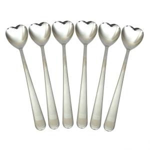 Hesaplı Tatlı Kaşığı 6 adet Kalp Desen Çelik Tatlı Kaşık Takımı Rostfrei Süper Kromajlı Paslanmaz