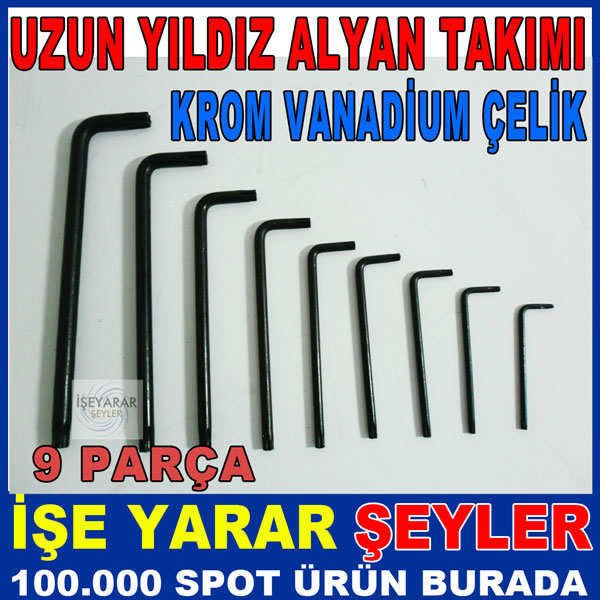 KROM VANDİUM ÇELİK 9LU UZUN YILDIZ ALYAN TAKIMI