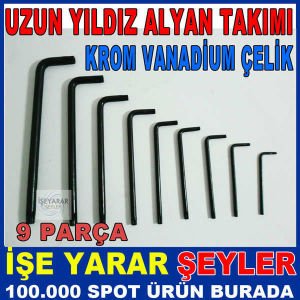 KROM VANDİUM ÇELİK 9LU UZUN YILDIZ ALYAN TAKIMI