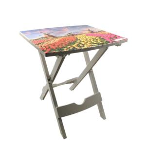 Manzara Desenli Çok Amaçlı Pratik Katlanır Plastik Masa 44x38 cm Katlanır Sehpa Laptop Masası