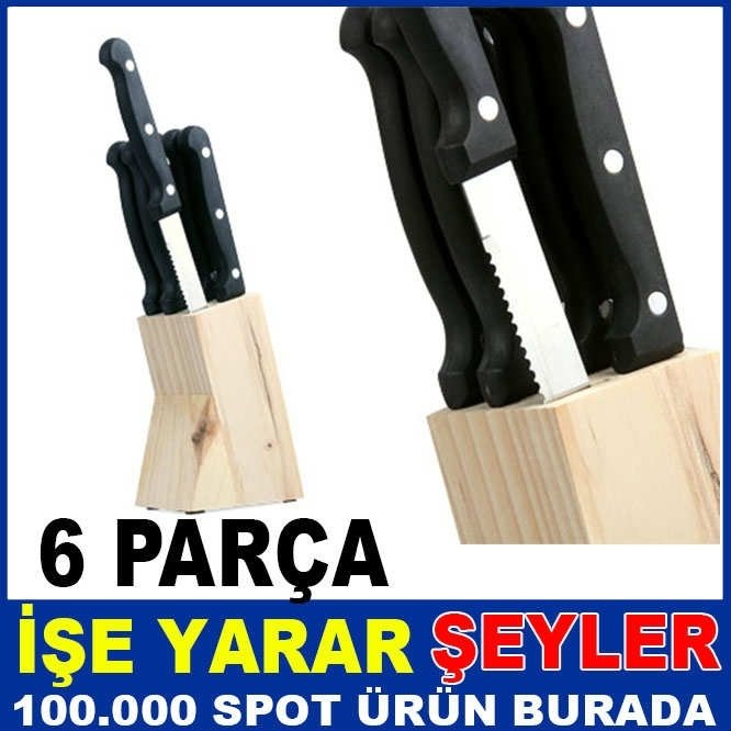 6 PARÇA AHŞAP STANDLI SÜPER ÇELİK BIÇAK SETİ