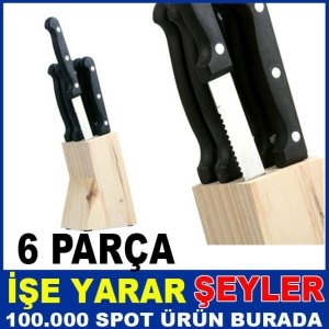 6 PARÇA AHŞAP STANDLI SÜPER ÇELİK BIÇAK SETİ
