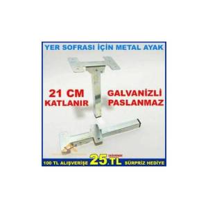 Yer sofrası ayağı katlanır metal ayak montaj sonrası 21cm yükseklikte çok sağlam yer sofra oluşur