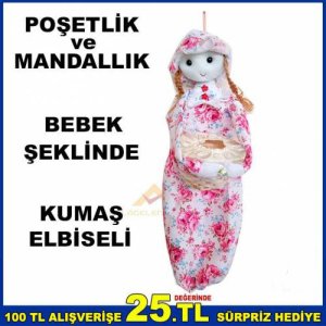 Kumaş Elbiseli Bebek Model Poşetlik Ve Mandallıkk