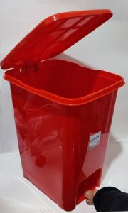 40 Litre Büyük Boy Pedallı Kırmızı Çöp Kovası 43x32 h:53cm ArkaPlan Kırılmaz Çelik Tel Mekanizma