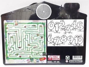 Ahşap Ev Model İki Yüzlü 38x29cm Ebatında Özel Kalemli Yazı Tahtası Rakamları Öğreniyorum 4 İşlemle