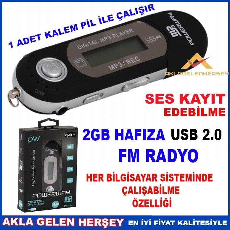 POWERWAY 2GB PİLLİ RADYOLU KULAKLIKLI MP3 ÇALAR