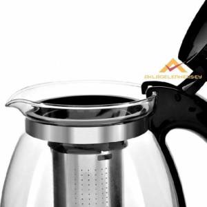 Filtreli Çelik Süzgeçli Büyük Boy Cam Demlik