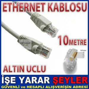 ALTIN UCLU ETHERNET KABLOSU İKİ UCLU 10 METRE