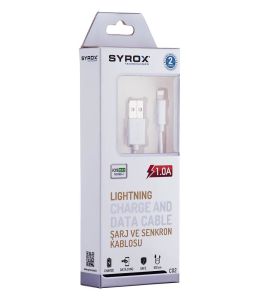 İphone telefonlar için 1 metre hızlı şarj 1Amper Syrox Lightning usb 100 cm c02
