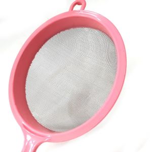 PLASTİK SAP, PASLANMAZ ÇELİK GÖVDE, 17 CM ÇAP, 19 CM SAP UZUNLUĞU,  SÜT VE SIVI SÜZGECİ PEMBE