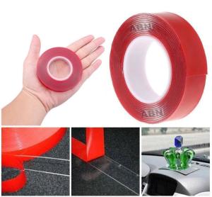 Şeffaf Silikon Su Geçirmez Çift Taraflı Kırmızı Bant,10mm x 2mt