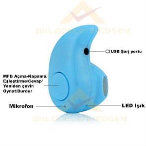 ÇOK FONKSİYONLU MİNİ BLUETOOTH KULAKLIK MAVİ